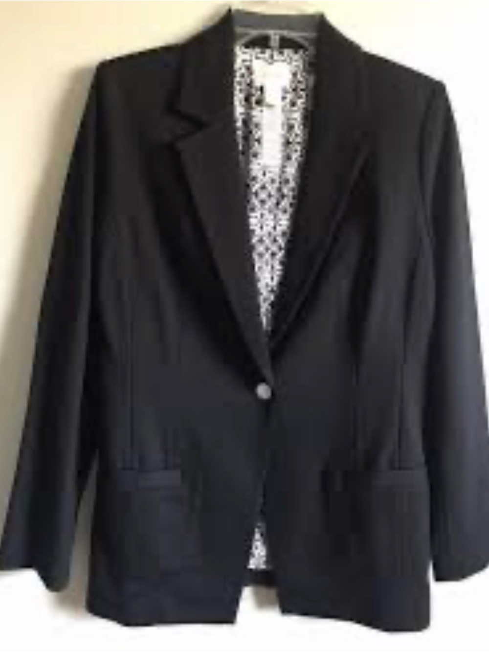 Chico's Black Single-Button Women's Blazer with Patterned Lining M/Chico’s 1